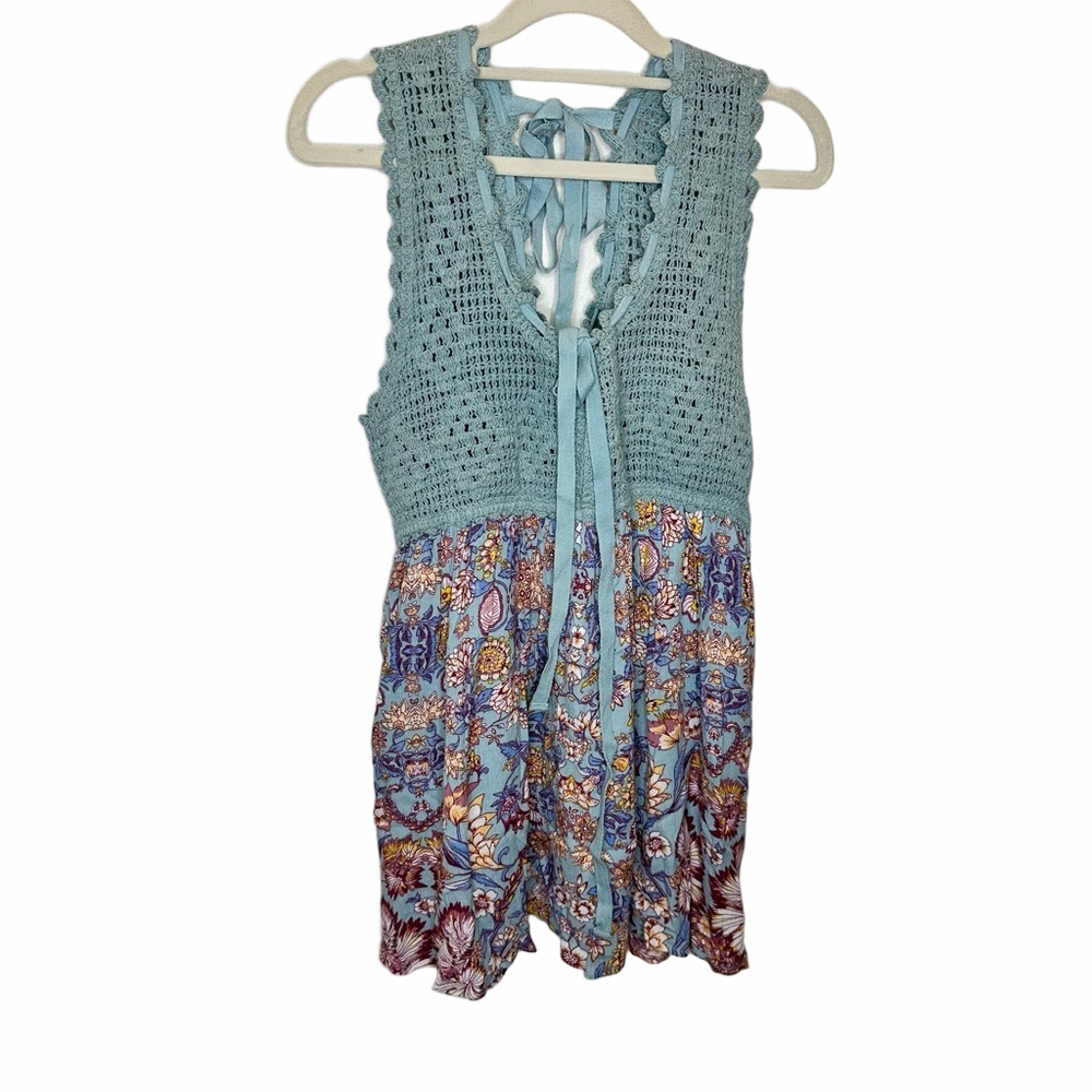 NWT HEYSON Teal Crochet Floral Dress Size Small